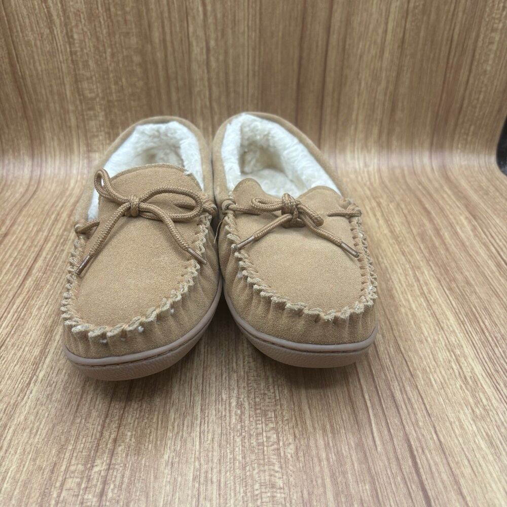Minnetonka Camp Tie Moccasin Lined Hard Rubber Sole Women’s Size 8 M - Picture 3 of 8